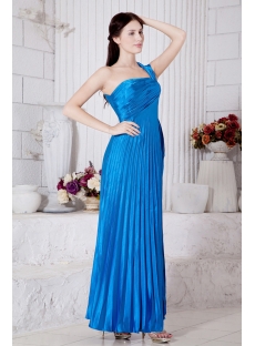Blue Empire One Shoulder Pleats 2013 Long Prom Dress IMG_7286