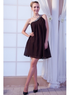 Brown Beaded One Shoulder Homecoming Dress IMG_9971
