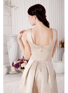 Champagne Formal Simple Bridesmaid Dress Modest Tea Length under $100 IMG_7256