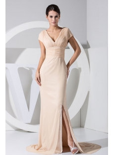 Champagne Short Sleeves Beautiful Celebrity Evening Dress WD1-034
