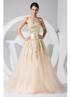 Champagne with Gold Sequins 15 Quinceanera Dress WD1-020