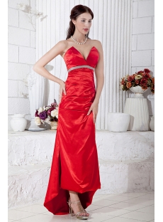 Cheap Beautiful Red Strapless High-low Hem Cocktail Dress IMG_6846