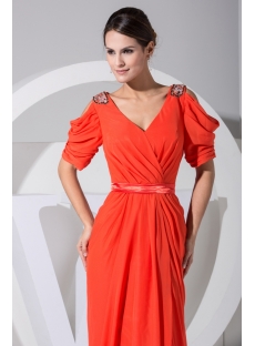 Cheap Plus Size Orange Prom Dresses with Short Sleeves WD1-042
