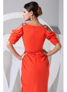 Cheap Plus Size Orange Prom Dresses with Short Sleeves WD1-042