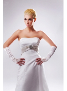 Cheap Strapless Simple Ivory Elegant Bridal Gown with Champagne Sash SOV110007