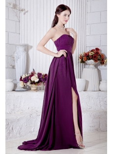 Chiffon Grape Purple Military Ball Gown with Side Split IMG_7005