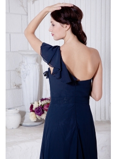Dark Blue Elegant Formal Modest Bridesmaid Dress with One Shoulder IMG_7081
