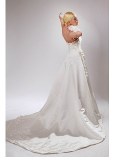 Elegant Classic White Bridal Gown with Champagne Trim SOV110031