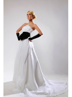 Elegant Sweetheart Ivory Bridal Gown with Black Waistband SOV110025