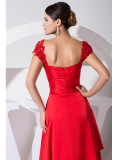 Exquisite Long Red Mother of Bride Dress with Cap Sleeves WD1-030