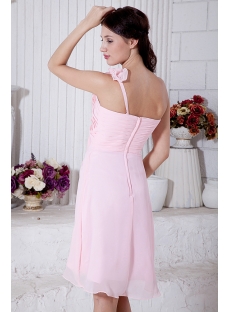 Flower One Shoulder Chiffon Pink Short Junior Prom Dress IMG_7037