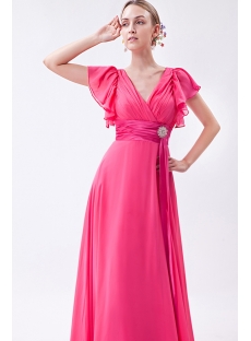 Formal Water Melon Glamorous V Evening Dress with Butterfly Sleeves IMG_1075