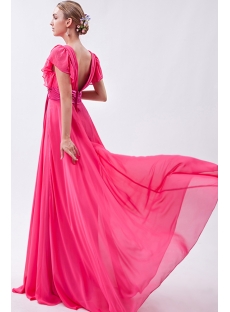 Formal Water Melon Glamorous V Evening Dress with Butterfly Sleeves IMG_1075