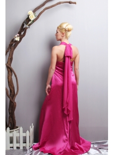 Fuchsia Halter Plus Size Prom Dress with Sash SOV111021