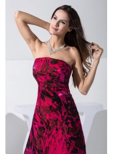 Fuchsia and Black Asymmetrical Printed Prom Dress WD1-012