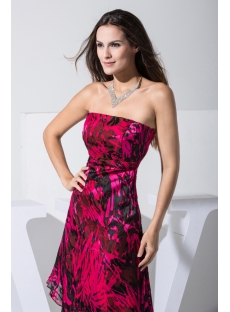 Fuchsia and Black Asymmetrical Printed Prom Dress WD1-012