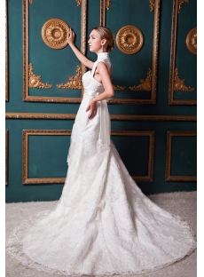 Generous Detachable High Neckline Jacket Luxurious Lace Wedding Dress IMG_1358