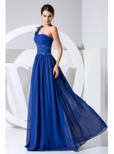 Gentle Royal Blue One Shoulder Military Evening Dress WD1-025