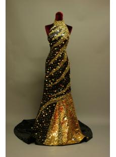High Neckline Gold and Black Luxurious 2013 Evening Dress IMG_6867