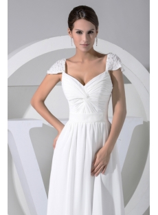 Ivory Casual Informal Wedding Dress with Cap Sleeves WD1-026