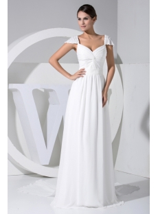 Ivory Casual Informal Wedding Dress with Cap Sleeves WD1-026