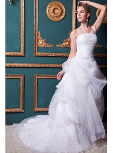 Ivory Organza Junoesque Wedding Dresses with One Shoulder IMG_1394