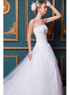 Ivory Organza Strapless A-line Princess Bridal Gown with Corset Back IMG_1486