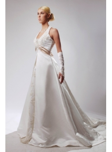 Ivory Satin Tradition Haler Plus Size Wedding Gown SOV110023