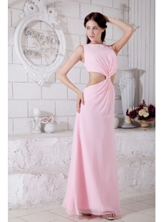 Jeweled Neckline Pearl Pink Long Sexy Evening Dress with V-Neckline and Keyhole IMG_7710