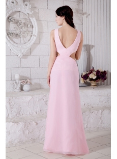 Jeweled Neckline Pearl Pink Long Sexy Evening Dress with V-Neckline and Keyhole IMG_7710