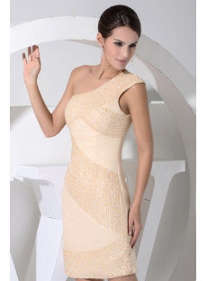 Luxury Beaded Champagne One Shoulder Short Celebrity Club Dresses WD1-027