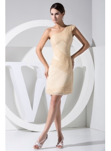 Luxury Beaded Champagne One Shoulder Short Celebrity Club Dresses WD1-027