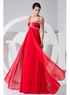 Luxury Long Red Off Shoulder Plus Size Prom Dress WD1-031