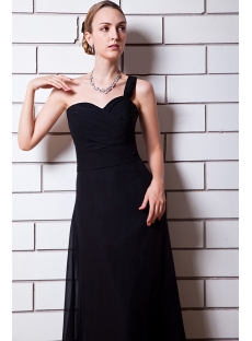 Modest Black One Shoulder Long Bridesmaid Dress IMG_0701