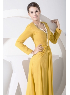 Modest Daffodil Chiffon Mother of Bride Dress with Long Sleeves WD1-046