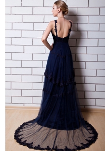 Navy Mature Wedding Party Dresses with Train IMG_0810