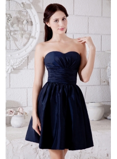 Navy Sweetheart Taffeta Homecoming Dress Short Cheap IMG_7269