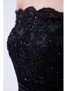Off Shoulder Black Tea Length Lace Wedding Dress with Sleeves IMG_9767
