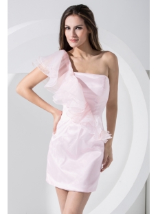 Pearl Pink Cute One Shoulder Mini Cocktail Dress WD1-005