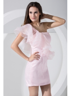 Pearl Pink Cute One Shoulder Mini Cocktail Dress WD1-005