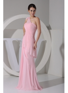 Pink Romantic 2013 Prom Dress One Shoulder Chiffon Floor Length WD1-059