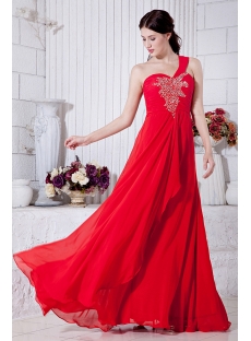 Red Chiffon Plus Size Club Dresses One Shoulder IMG_6857