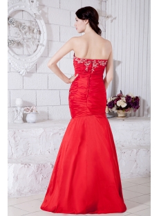 Red Long Taffeta Mermaid Prom Dress 2013 with Embroidery IMG_7656