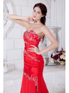 Red Long Taffeta Mermaid Prom Dress 2013 with Embroidery IMG_7656