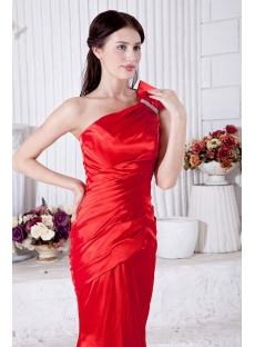 Red Sheath Pretty Prom Dress with One Shoulder IMG_6891