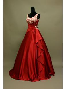 Red V-neck Simple Beach Wedding Dress IMG_6922
