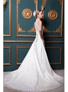Romantic Modest Illusion High Collar Lace Wedding Dress IMG_1541