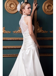 Romantic Modest Illusion High Collar Lace Wedding Dress IMG_1541