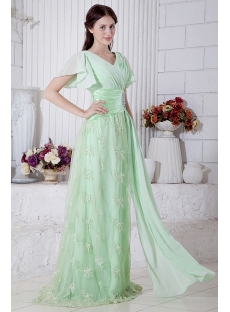 Sage Green Large Size Prom Dress with Short Sleeves IMG_7145