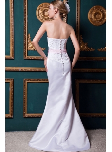 Sheath Strapless Simple Mature Bridal Gown with Sweep Train IMG_1610